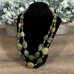 Green Gemstone Double Beaded Necklace